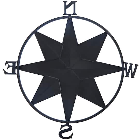 Blue & Cream Distressed Compass Wall Décor